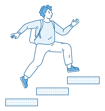 Man running up stairs, career ladder PNG, SVG