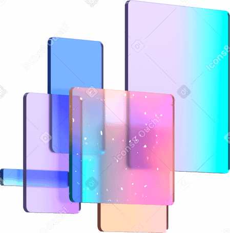 3D abstract composition from glass rectangles PNG, SVG