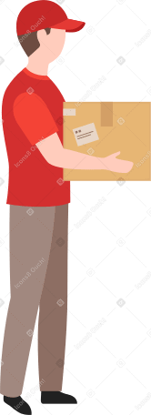 delivery man holding box Illustration in PNG, SVG