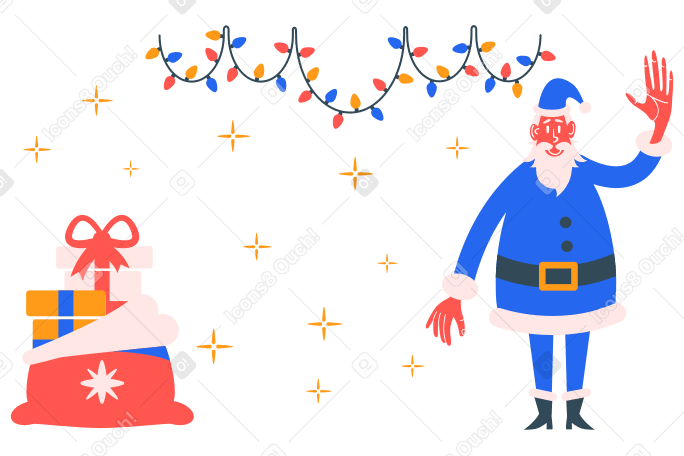 Санта говорит привет в PNG, SVG