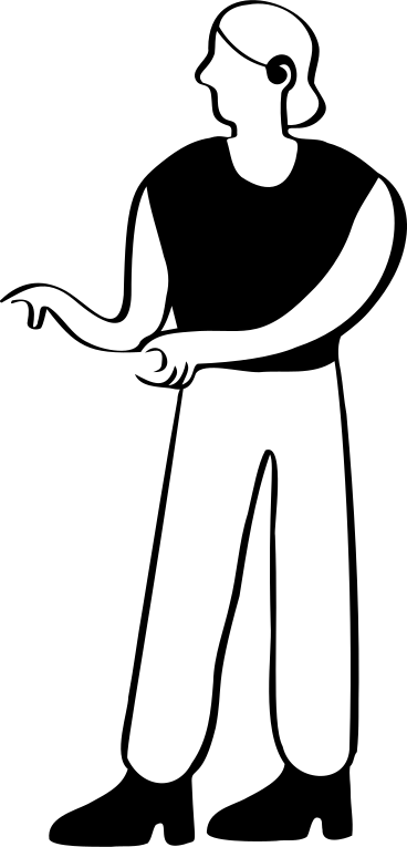 Persona con audífono sosteniendo algo PNG, SVG