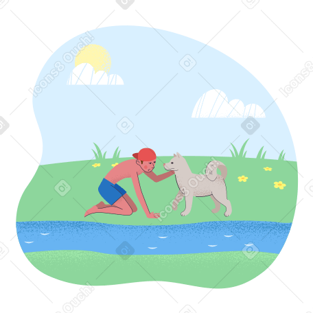  Friendship by the river Illustration in PNG, SVG