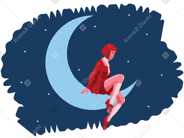 Sitting on the Moon PNG, SVG