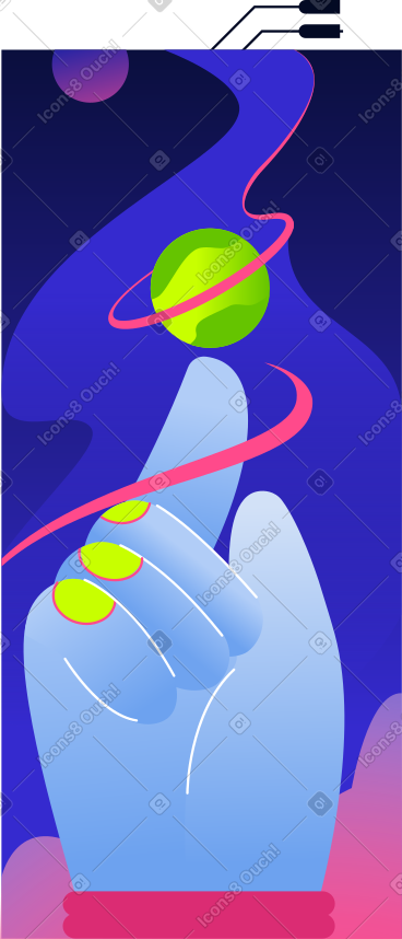 Background with a hand pointing to the planet PNG, SVG