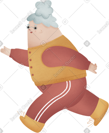 granny in red sweatpants runs PNG, SVG