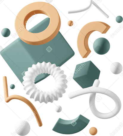 3D abstract composition with shapes PNG, SVG