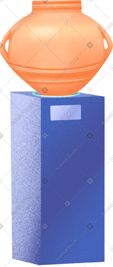 Antique clay vase on a blue base PNG, SVG