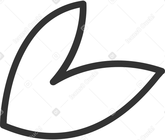 two white leaves with black outline Illustration in PNG, SVG