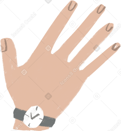 hand with a watch Illustration in PNG, SVG