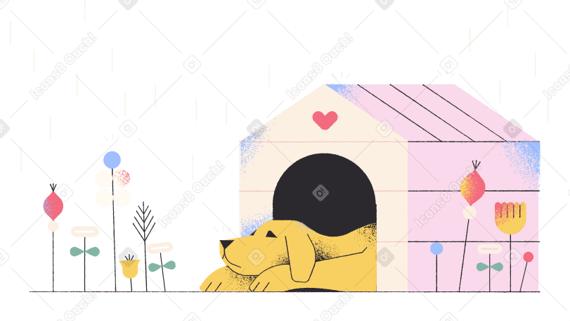 dog sleeping in kennel PNG、SVG