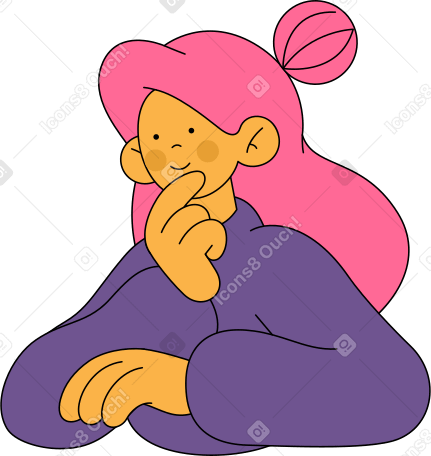 girl itching her chin Illustration in PNG, SVG