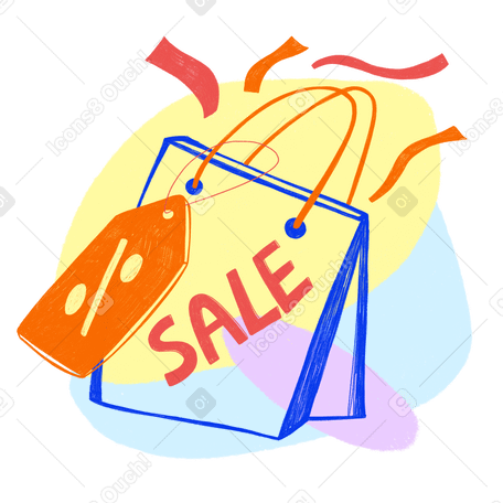 Shopping bag with sale items PNG, SVG