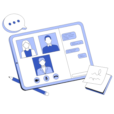 Online meeting on a tablet PNG, SVG
