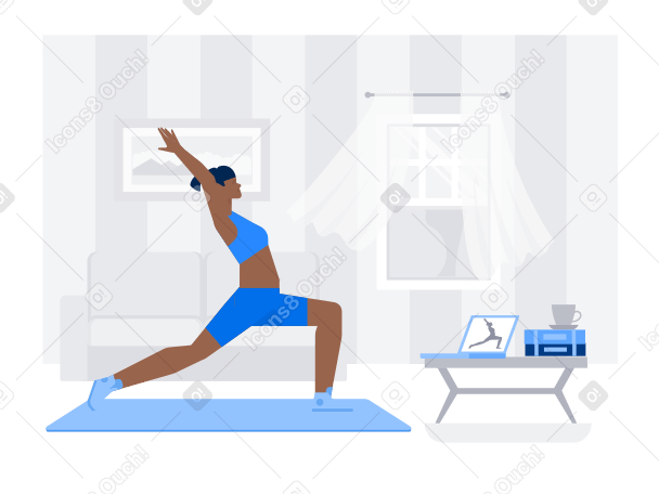 Frau macht zu hause yoga-training mit online-kursen PNG, SVG