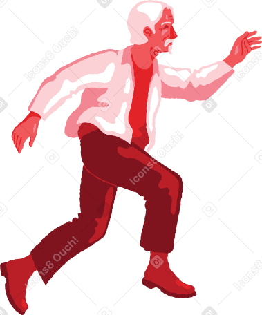 old man jumping side view Illustration in PNG, SVG