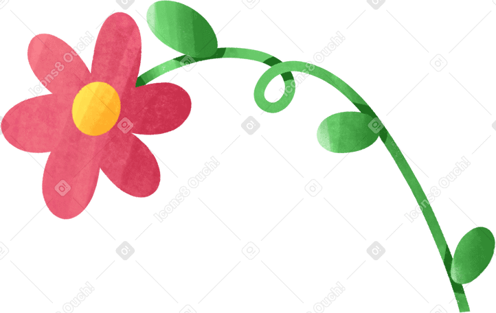 red flower on a green pod Illustration in PNG, SVG