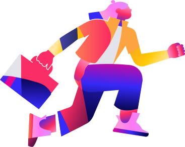 Side view of a woman running with briefcase hand PNG, SVG
