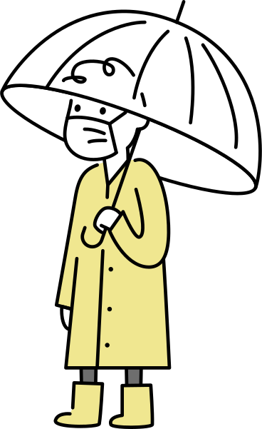 Man in a mask and raincoat under an umbrella PNG, SVG