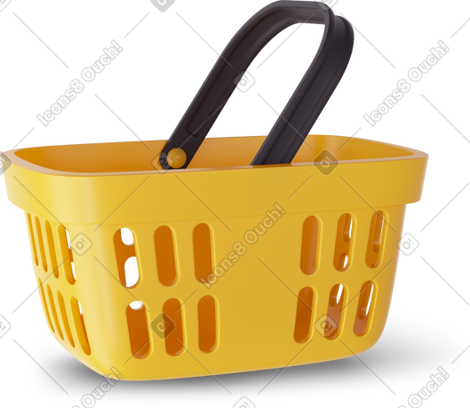 3D yellow shopping basket PNG, SVG