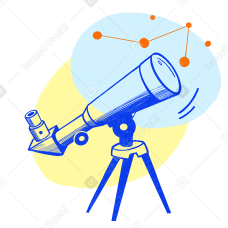 Observing the stars through a telescope Illustration in PNG, SVG