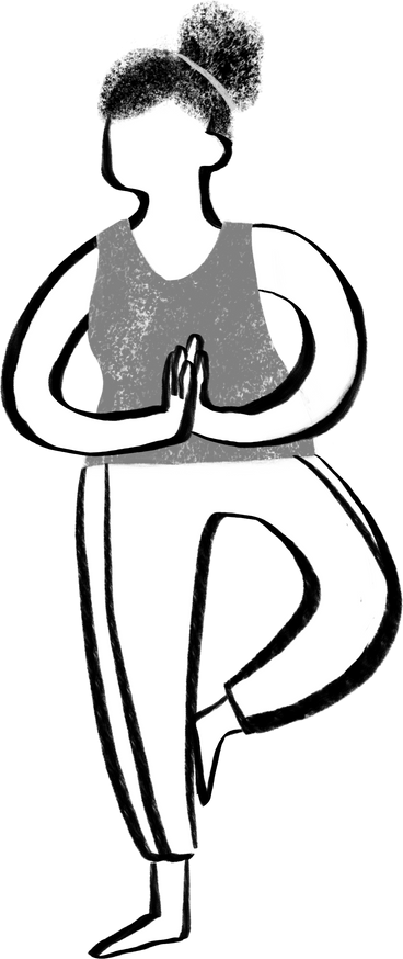 Schwarz-weiße frau, die in einer yoga-pose steht PNG, SVG
