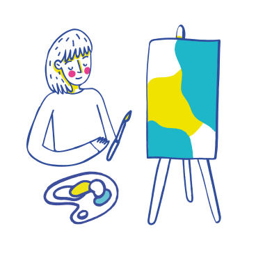 Woman painting a picture on a canvas PNG, SVG