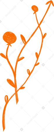 orange plant stem with leaves Illustration in PNG, SVG