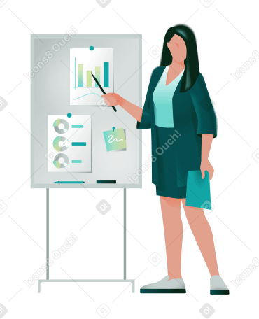 Woman presenting business analytics report PNG, SVG