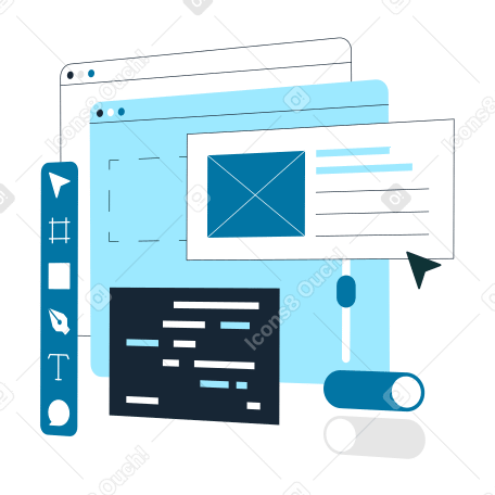 Coding for web design Illustration in PNG, SVG