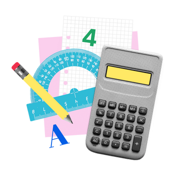 Math class, calculator, and other supplies PNG, SVG