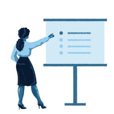 A woman selecting a bullet point PNG, SVG