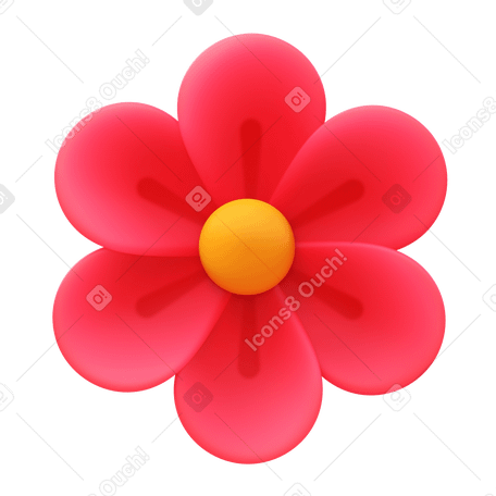 3D pink flower PNG, SVG
