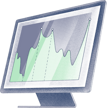 monitor with graph PNG、SVG