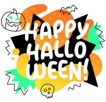 Bunte beschriftung happy halloween mit kritzeleien PNG, SVG