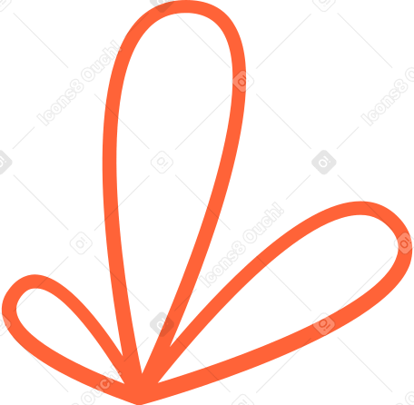 three leaves with red thick outline Illustration in PNG, SVG