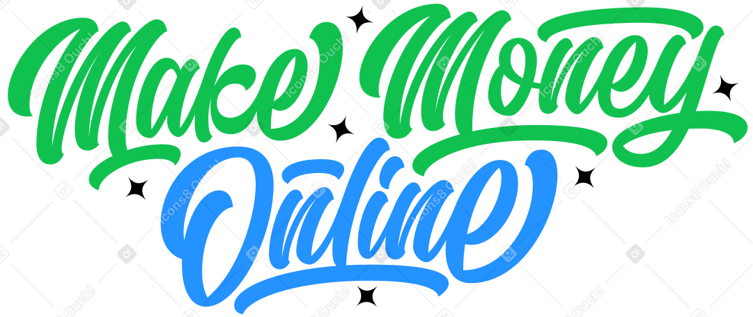 lettering make money online with stars text PNG, SVG