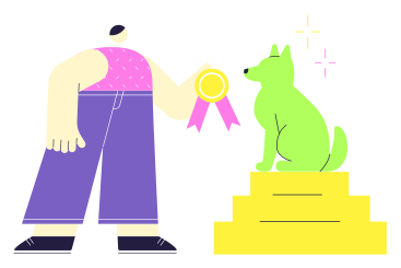 Man giving prize to dog PNG, SVG