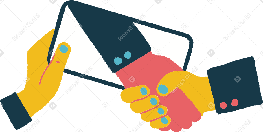 handshake through phone PNG, SVG