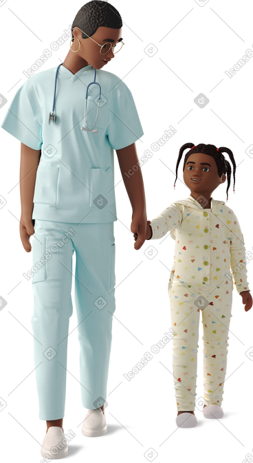 Doctor holding child's hand PNG, SVG