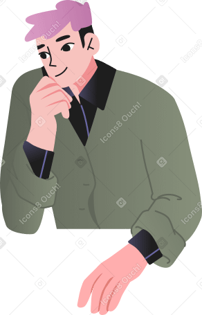 young man half body looking thoughtfully PNG, SVG