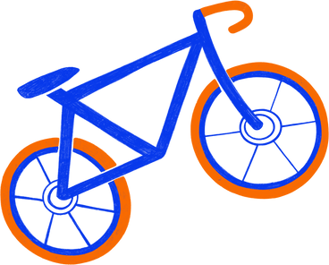 blue bicycle with orange wheels PNG, SVG