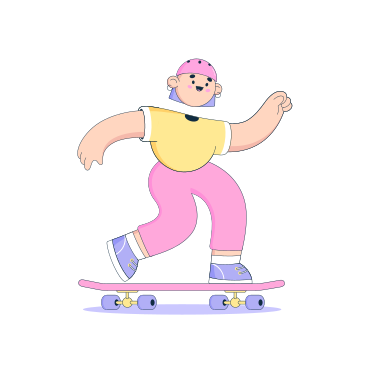 Молодая девушка катается на скейтборде в PNG, SVG