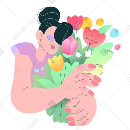 Woman with bouquet PNG, SVG