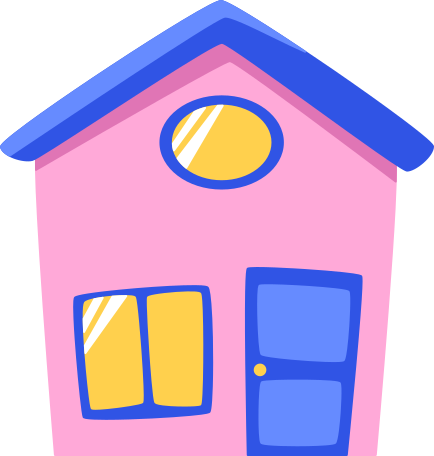 pink house with blue windows and door Illustration in PNG, SVG