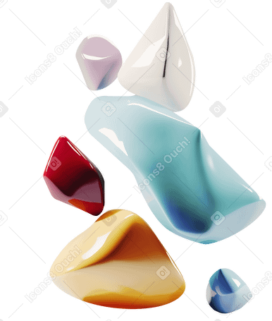 3D abstract floating objects made of glass PNG, SVG