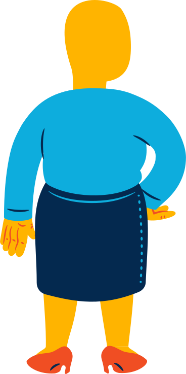 Chubby woman standing back PNG, SVG