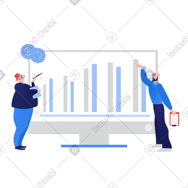 People showing off a successful finance chart animated illustration in GIF, Lottie (JSON), AE