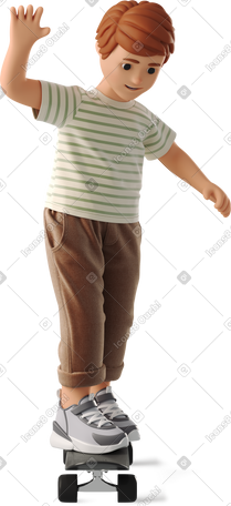 3D boy riding a skateboard PNG, SVG