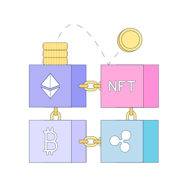 Blocks of cryptocurrency and coins PNG, SVG