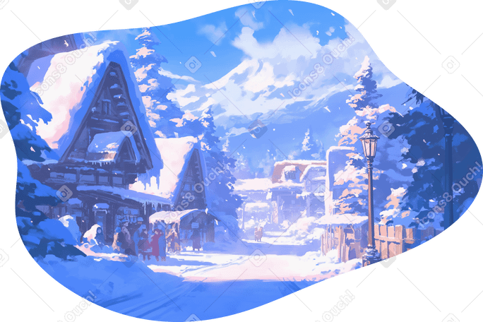 small city in winter background PNG, SVG